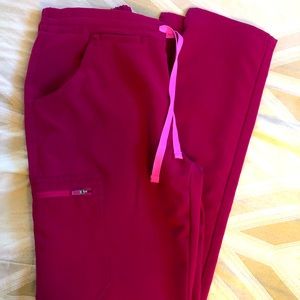 Figs Yola pants in Dark Magenta